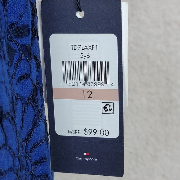 Tommy Hilfiger NEW Women's 12 Royal Blue Floral Lace Cocktail Modest Shift Dress - Picture 11 of 12
